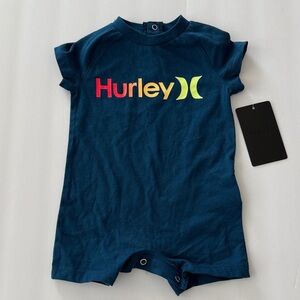 Baby Hurley Navy Romper with Multicolor Logo. Size 3 Months. New with tags